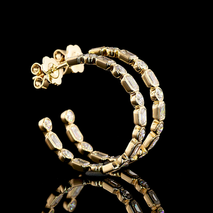 4.05 CTTW MIX Lab Diamond C Hoops Earring (F Color and VS1 Clarity)