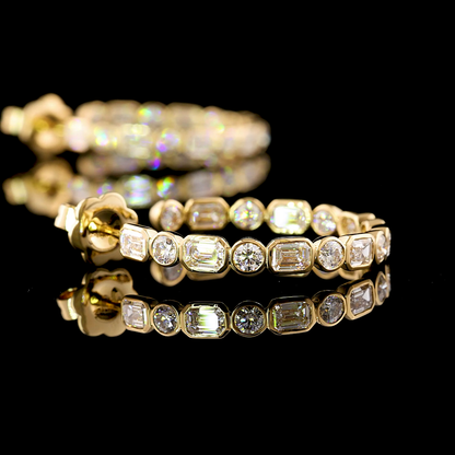 4.05 CTTW MIX Lab Diamond C Hoops Earring (F Color and VS1 Clarity)