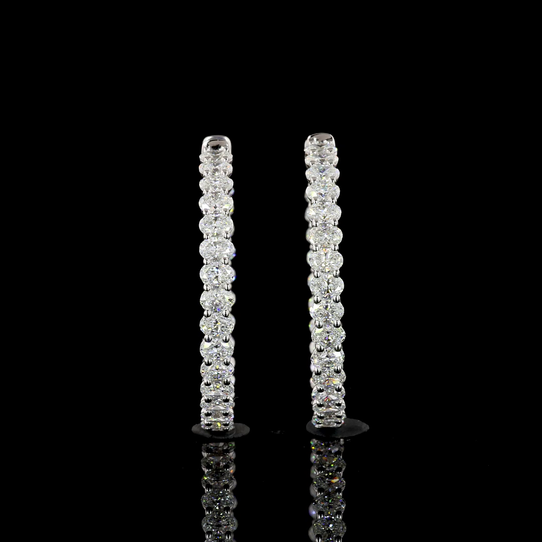 3.77 CTTW Oval Lab Diamond Hoops Earring 28mm 14k White Gold F Color and VS1 Clarity jewelry-spot-usa