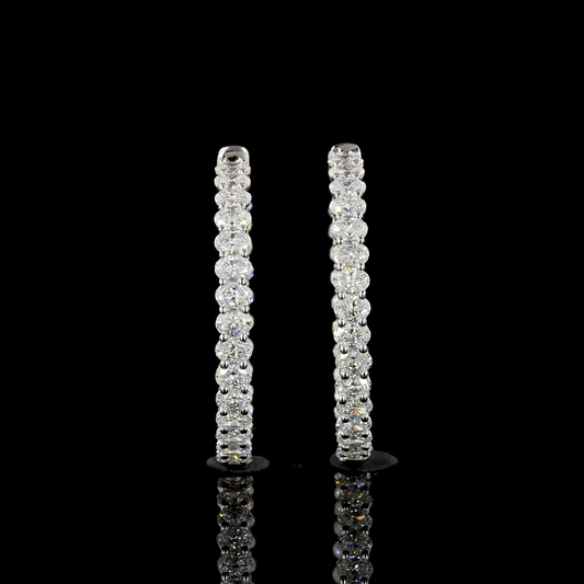 3.77 CTTW Oval Lab Diamond Hoops Earring 28mm 14k White Gold F Color and VS1 Clarity jewelry-spot-usa
