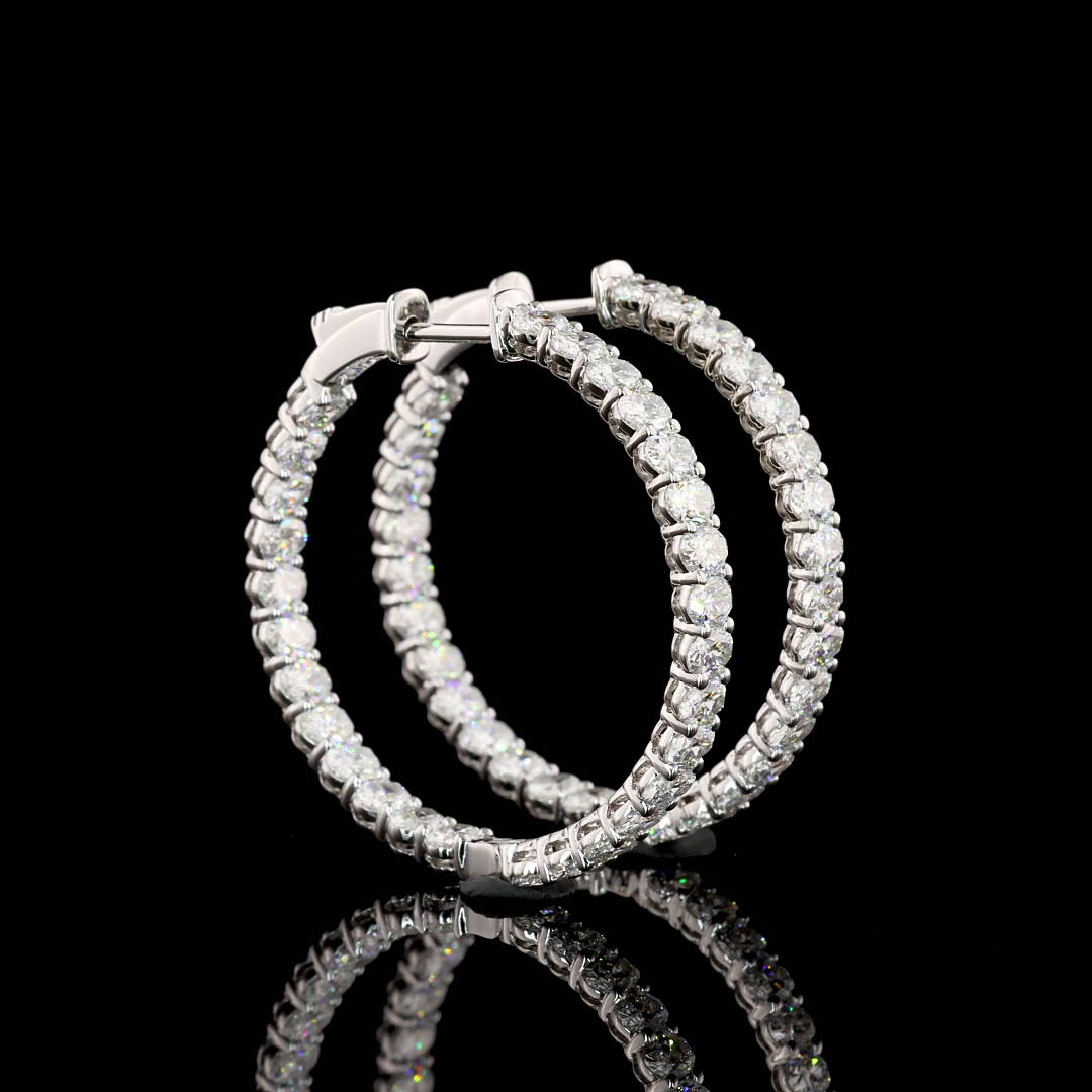 3.77 CTTW Oval Lab Diamond Hoops Earring 28mm 14k White Gold F Color and VS1 Clarity jewelry-spot-usa