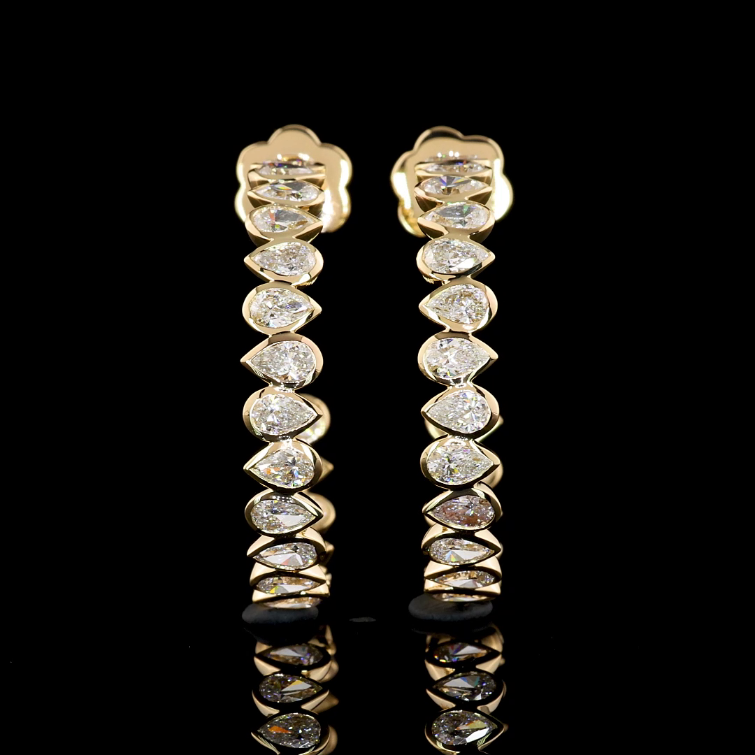 2.73 CTTW Pear Lab Diamond C Hoops Earring Size 25 14k Yellow Gold F Color and VS1 Clarity jewelry-spot-usa
