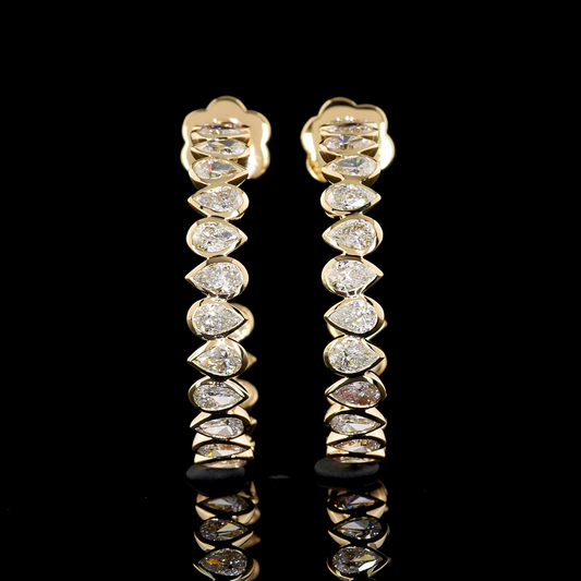 2.73 CTTW Pear Lab Diamond C Hoops Earring Size 25 14k Yellow Gold F Color and VS1 Clarity jewelry-spot-usa