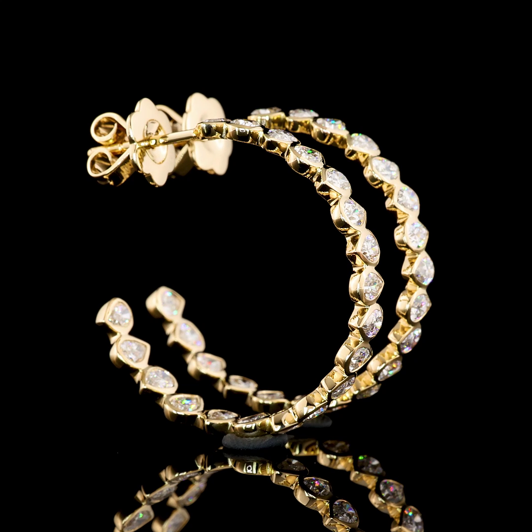 2.73 CTTW Pear Lab Diamond C Hoops Earring Size 25 14k Yellow Gold F Color and VS1 Clarity jewelry-spot-usa