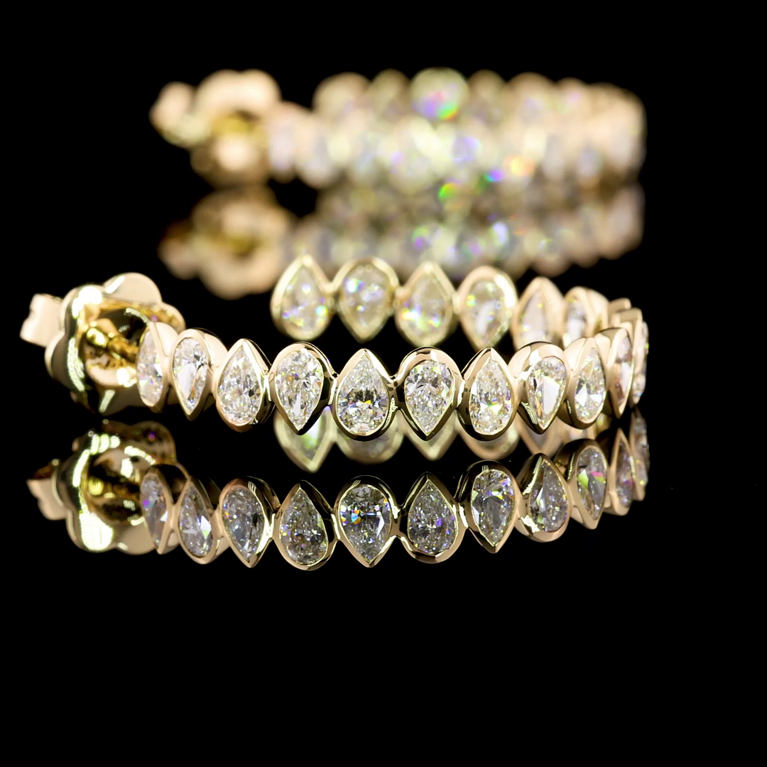 2.73 CTTW Pear Lab Diamond C Hoops Earring Size 25 14k Yellow Gold F Color and VS1 Clarity jewelry-spot-usa