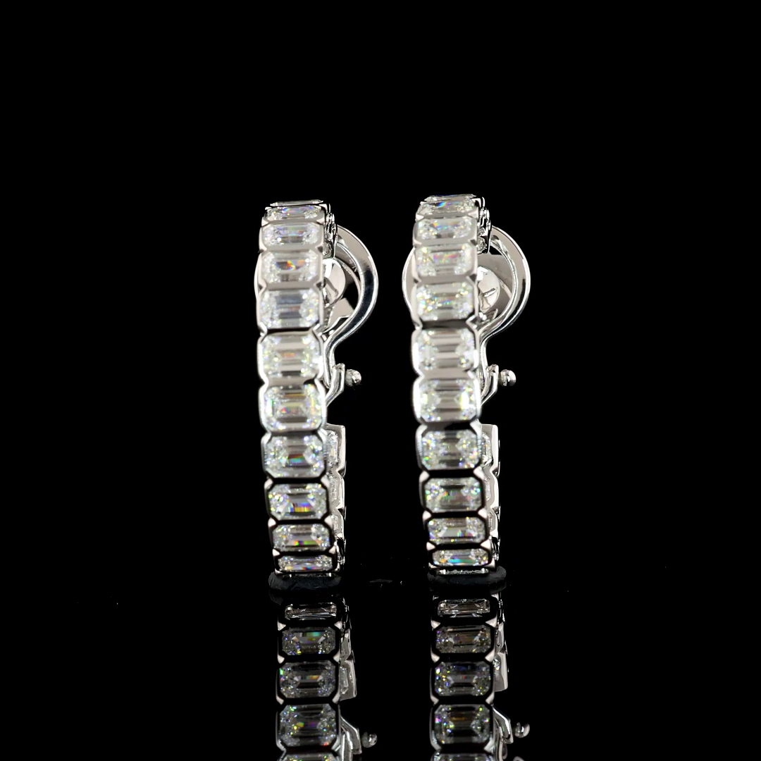 5.00 CTTW Emerald Lab Diamond Hoops Earring 14k White Gold F Color and VS2 Clarity jewelry-spot-usa