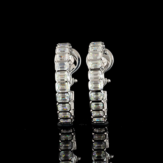 5.00 CTTW Emerald Lab Diamond Hoops Earring 14k White Gold F Color and VS2 Clarity jewelry-spot-usa