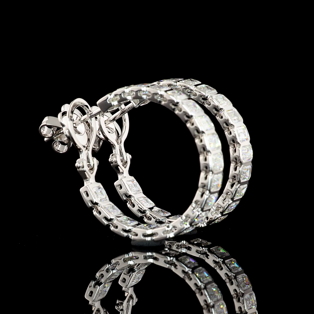 5.00 CTTW Emerald Lab Diamond Hoops Earring 14k White Gold F Color and VS2 Clarity jewelry-spot-usa