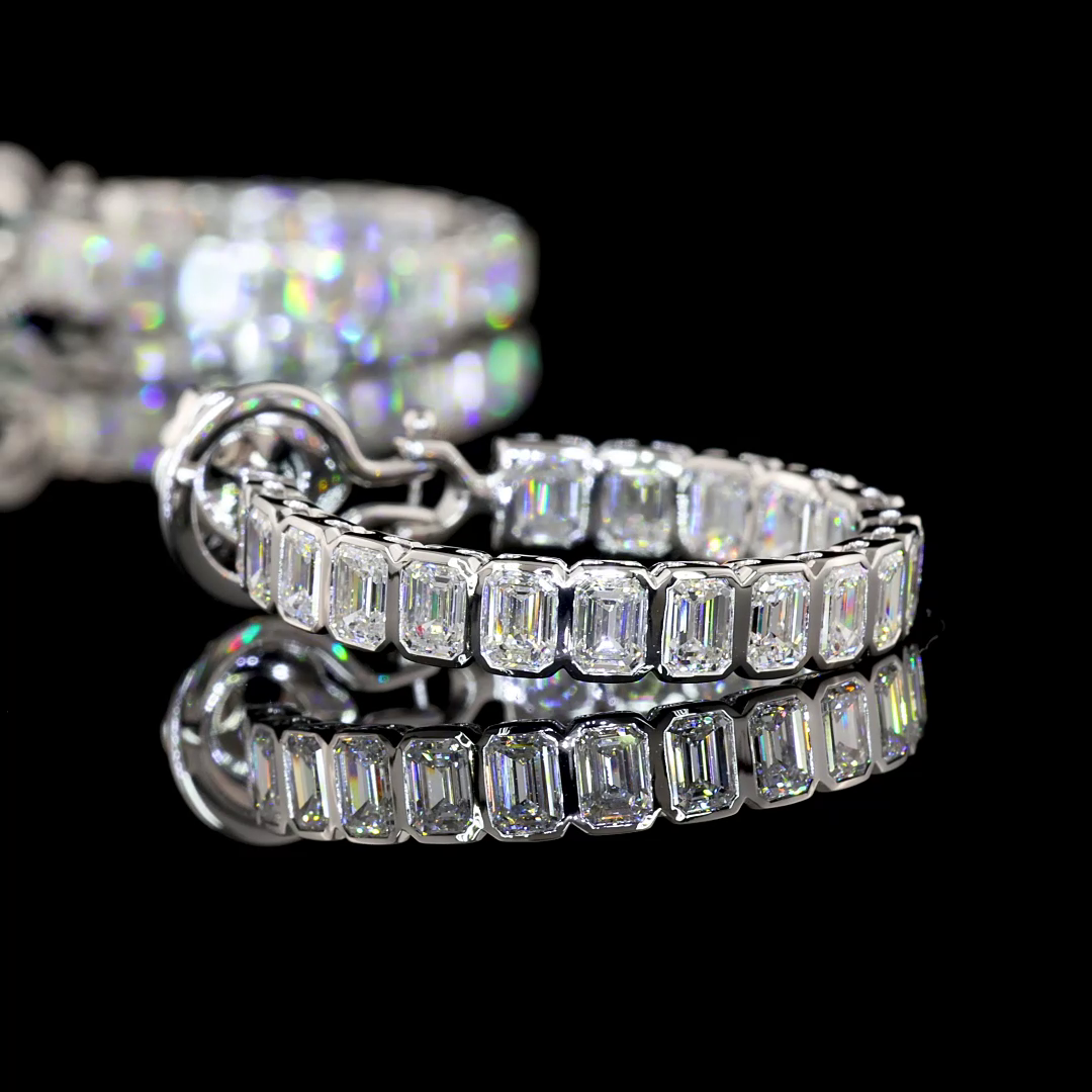 5.00 CTTW Emerald Lab Diamond Hoops Earring 14k White Gold F Color and VS2 Clarity jewelry-spot-usa