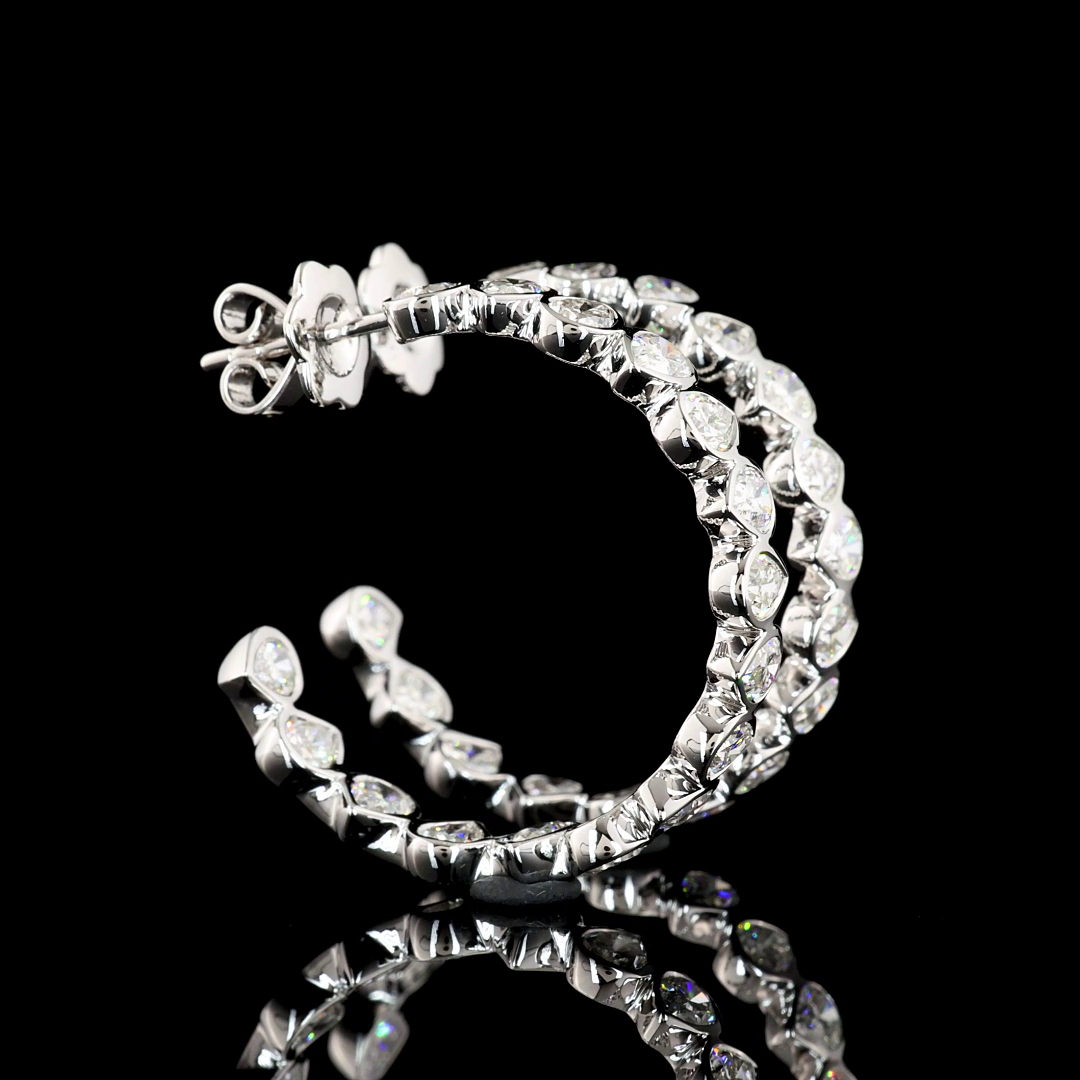 5.72 CTTW Pear Lab Diamond C Hoops Earring Size 28 14k White Gold F Color and VS1 Clarity jewelry-spot-usa