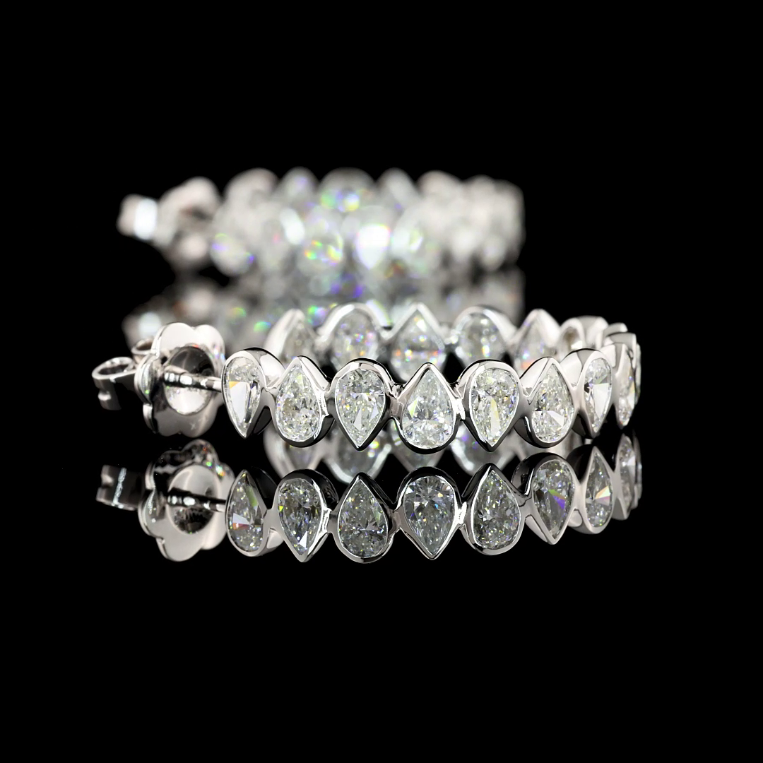 5.72 CTTW Pear Lab Diamond C Hoops Earring Size 28 14k White Gold F Color and VS1 Clarity jewelry-spot-usa