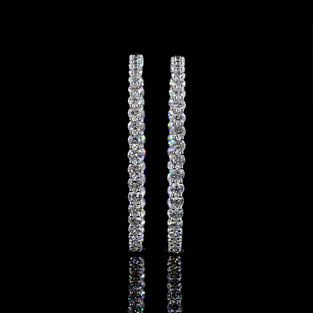 6.59 CTTW Round Lab Grown Diamond Hoops Earring 35mm (E Color and VS1 Clarity)