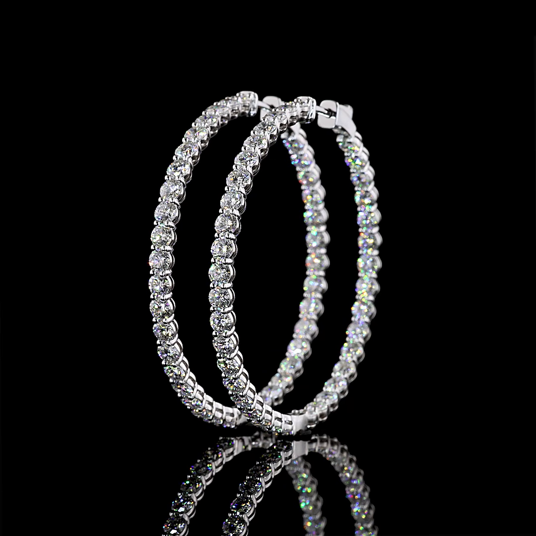 6.59 CTTW Round Lab Grown Diamond Hoops Earring 35mm (E Color and VS1 Clarity)