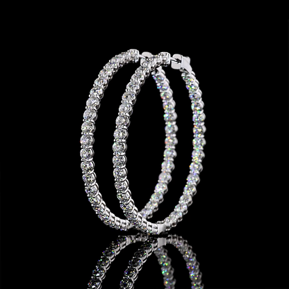 6.59 CTTW Round Lab Grown Diamond Hoops Earring 35mm (E Color and VS1 Clarity)
