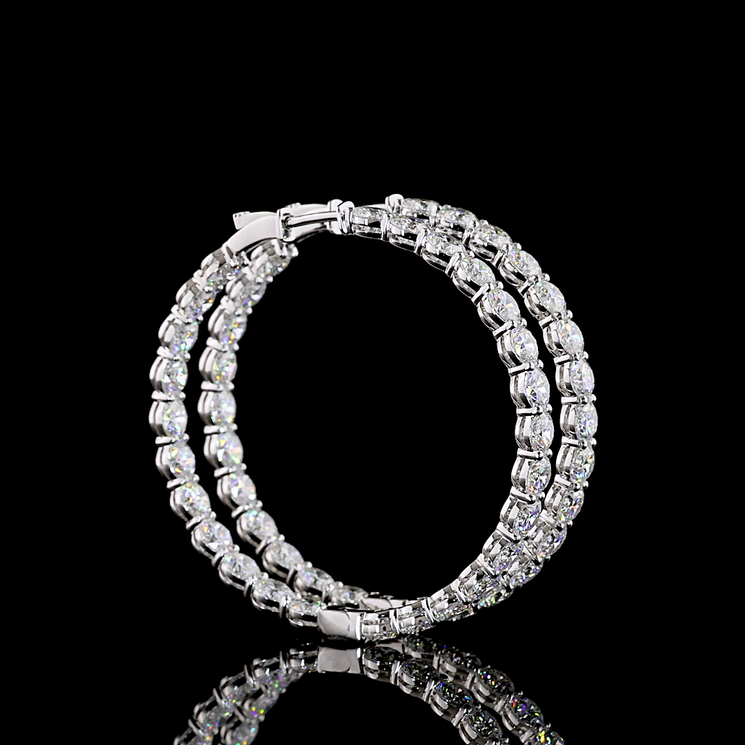 14.87 CTTW Round Lab Diamond Hoops Earring (E Color and VS Clarity)