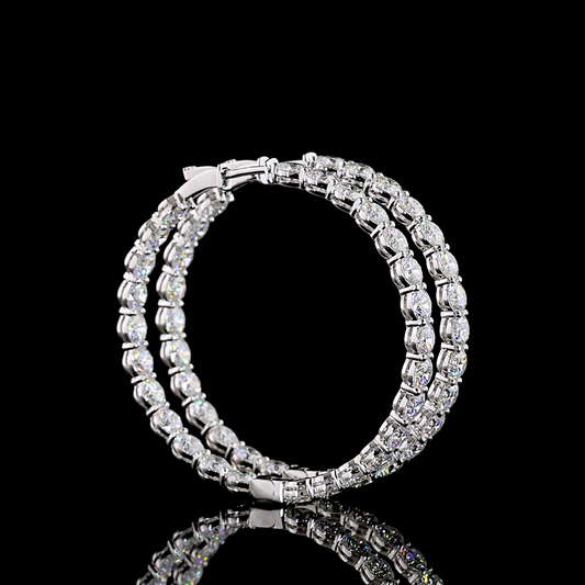 14.87 CTTW Round Lab Diamond Hoops Earring (E Color and VS Clarity)