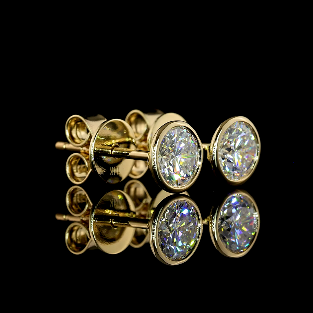 1.04 CTTW Round Lab Diamond Studs Earring (F Color and VS2 Clarity)
