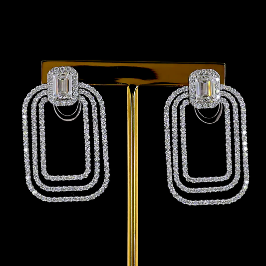 5.97 CTTW Emerald Lab Grown Diamond Hanging Earring Size 36.65 (E Color and VVS2 Clarity)