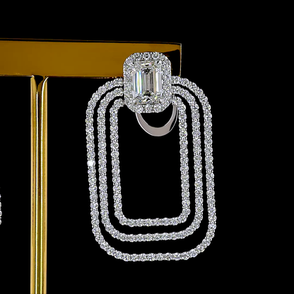 5.97 CTTW Emerald Lab Grown Diamond Hanging Earring Size 36.65 (E Color and VVS2 Clarity)