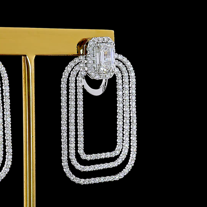 5.97 CTTW Emerald Lab Grown Diamond Hanging Earring Size 36.65 (E Color and VVS2 Clarity)
