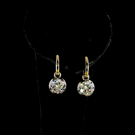 3.00 CTTW Round Lab Diamond Hanging Earring (F/E Color and VS1/VVS2 Clarity)