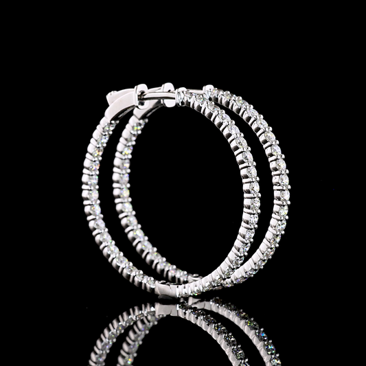 2.01 CTTW Round Lab Diamond Hoops Earring (E Color and VS1 Clarity)