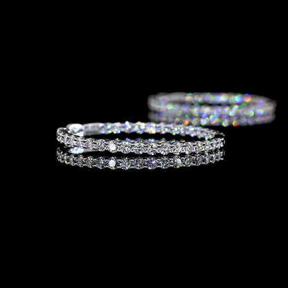 2.01 CTTW Round Lab Grown Diamond Hoops Earring 30mm (E Color and VS1 Clarity)