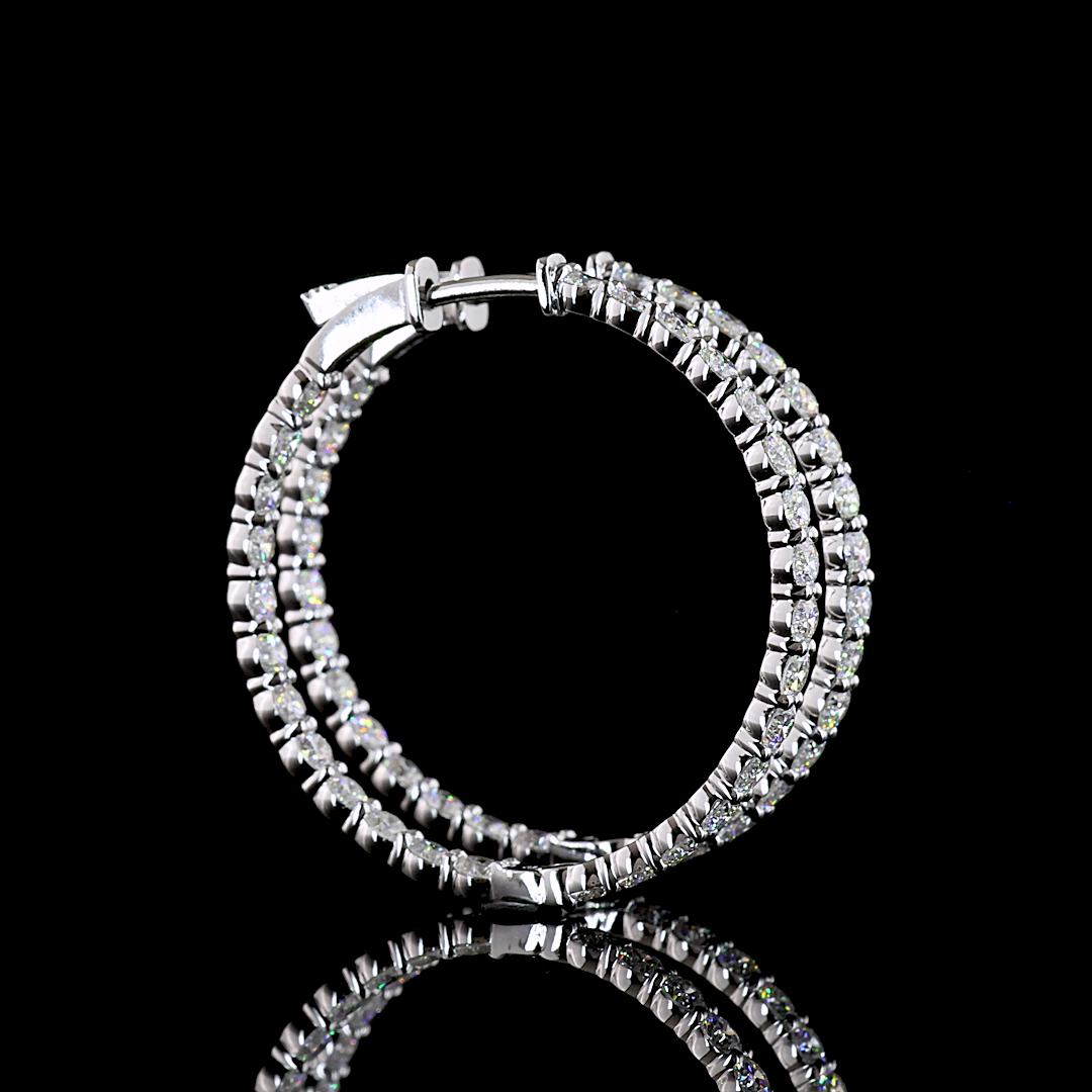 2.99 CTTW Round Lab Diamond Hoops Earring (E Color and VS1 Clarity)