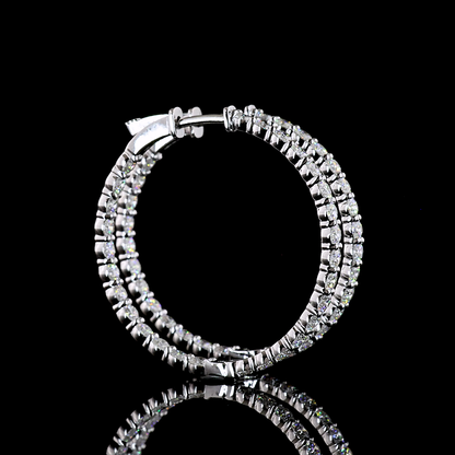 2.99 CTTW Round Lab Diamond Hoops Earring (E Color and VS1 Clarity)