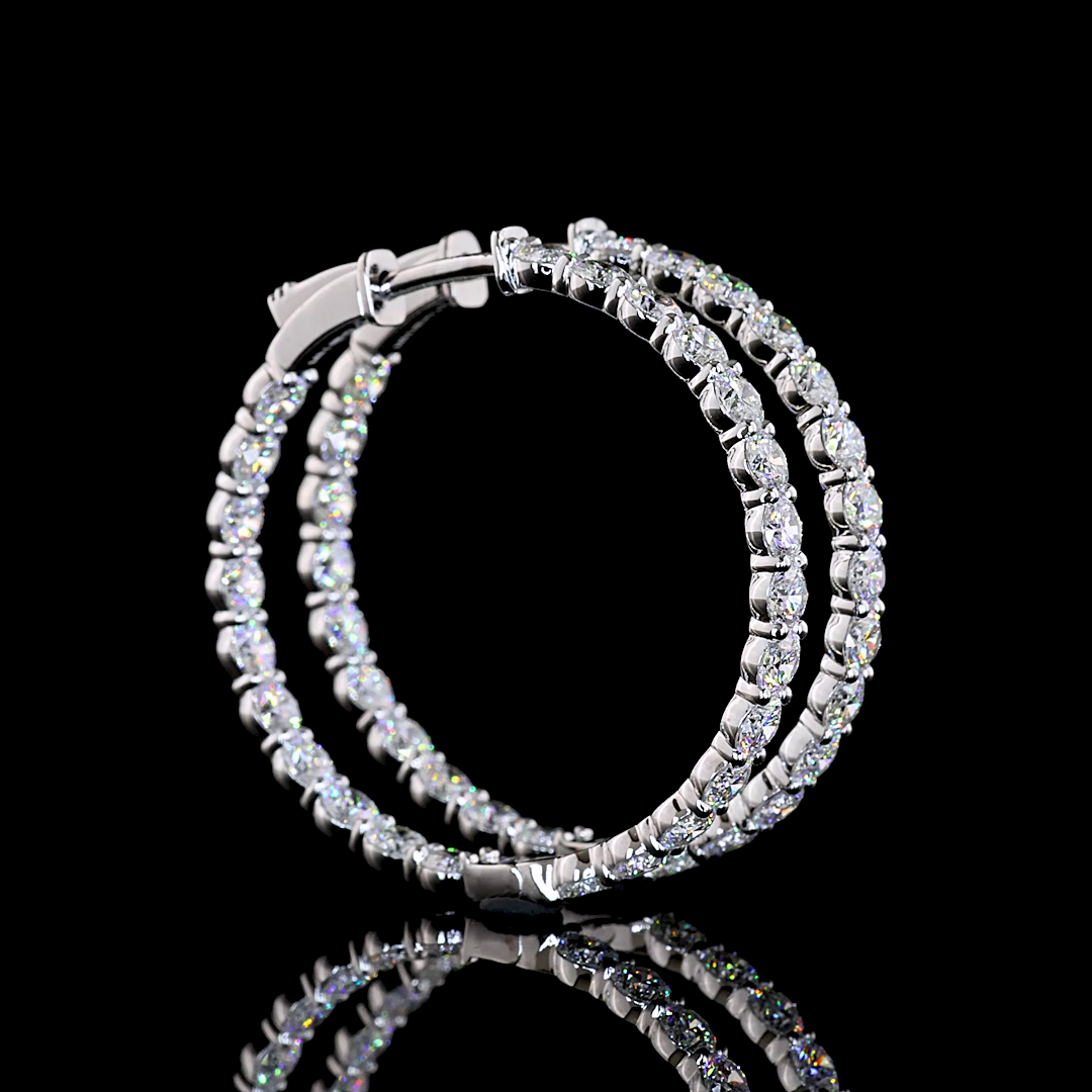 4.39 CTTW Round Lab Grown Diamond Hoops Earring 30mm (E Color and VS1 Clarity)