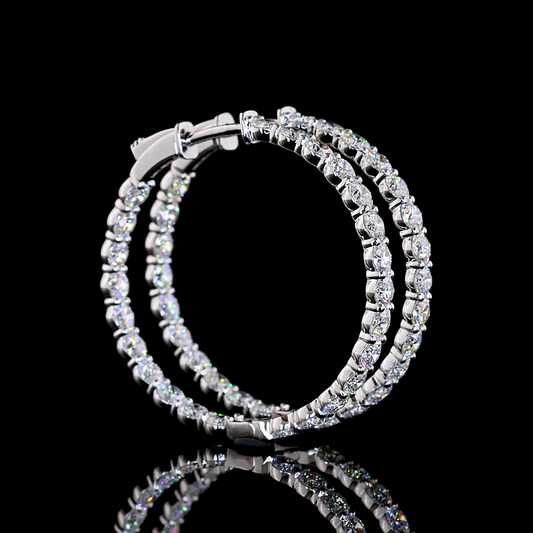 4.39 CTTW Round Lab Diamond Hoops Earring (E Color and VS1 Clarity)
