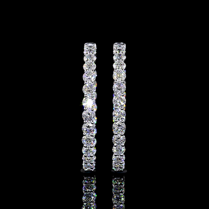 4.39 CTTW Round Lab Grown Diamond Hoops Earring 30mm (E Color and VS1 Clarity)