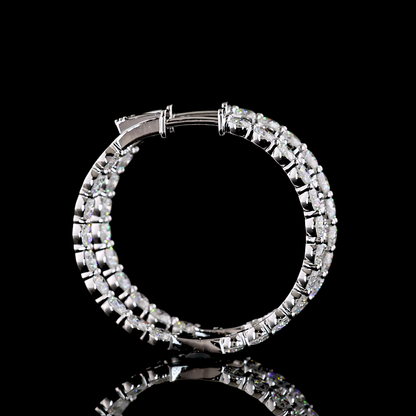 5.32 CTTW Round Lab Grown Diamond Hoops Earring 30mm (E Color and VS1 Clarity)