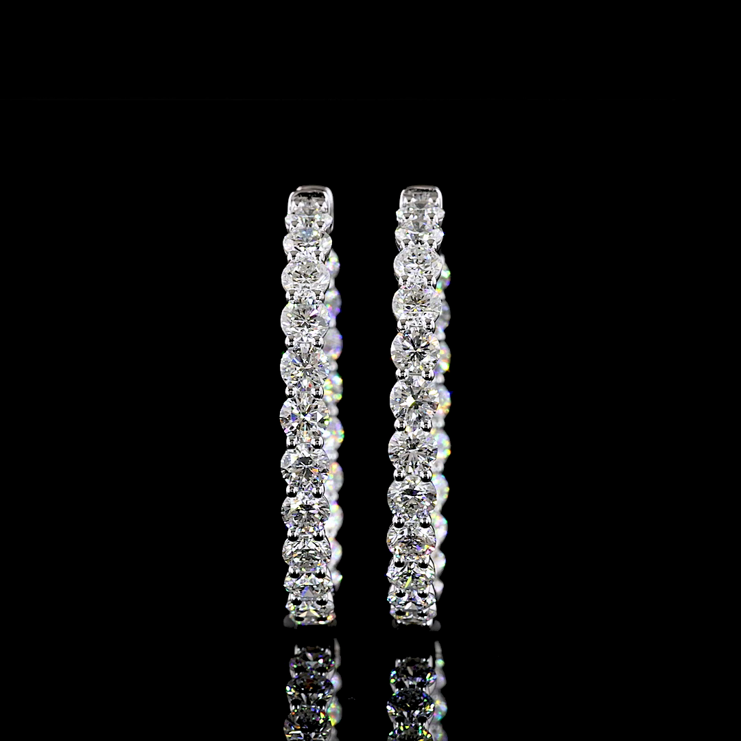 5.32 CTTW Round Lab Grown Diamond Hoops Earring 30mm (E Color and VS1 Clarity)