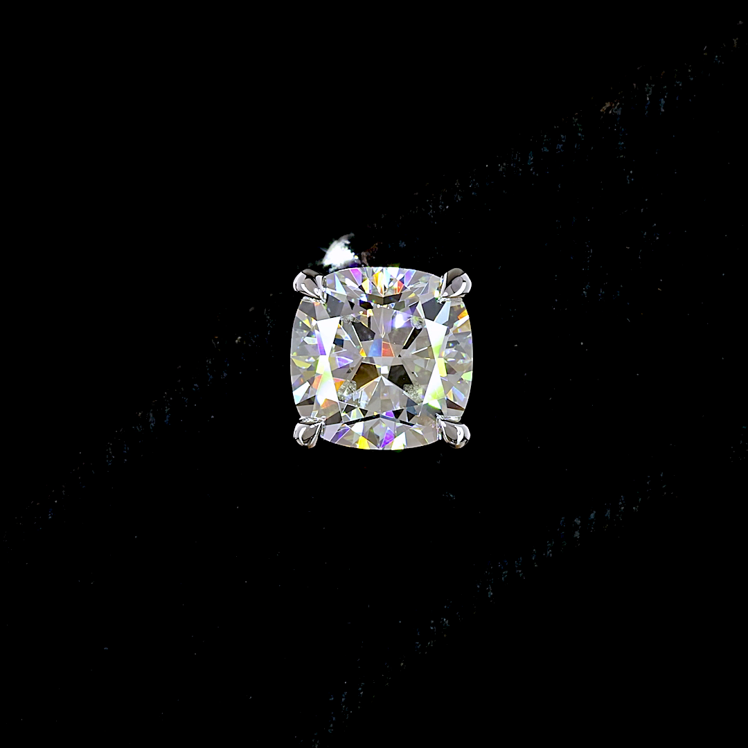 4.12 CTTW Square Cushion Brilliant Lab Diamond Studs Earring (F Color and VS1 Clarity)