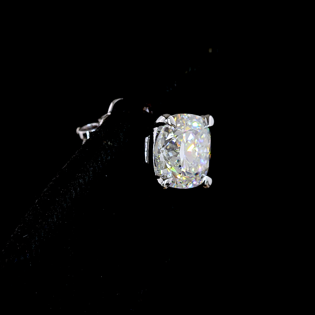 4.12 CTTW Square Cushion Brilliant Lab Diamond Studs Earring (F Color and VS1 Clarity)