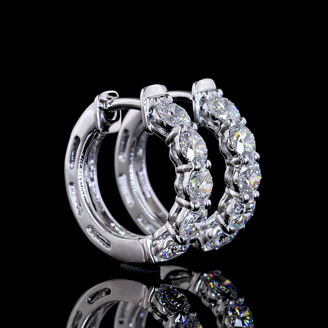 1.02 CTTW Round Lab Diamond Huggies Earring (E Color and VS1 Clarity)
