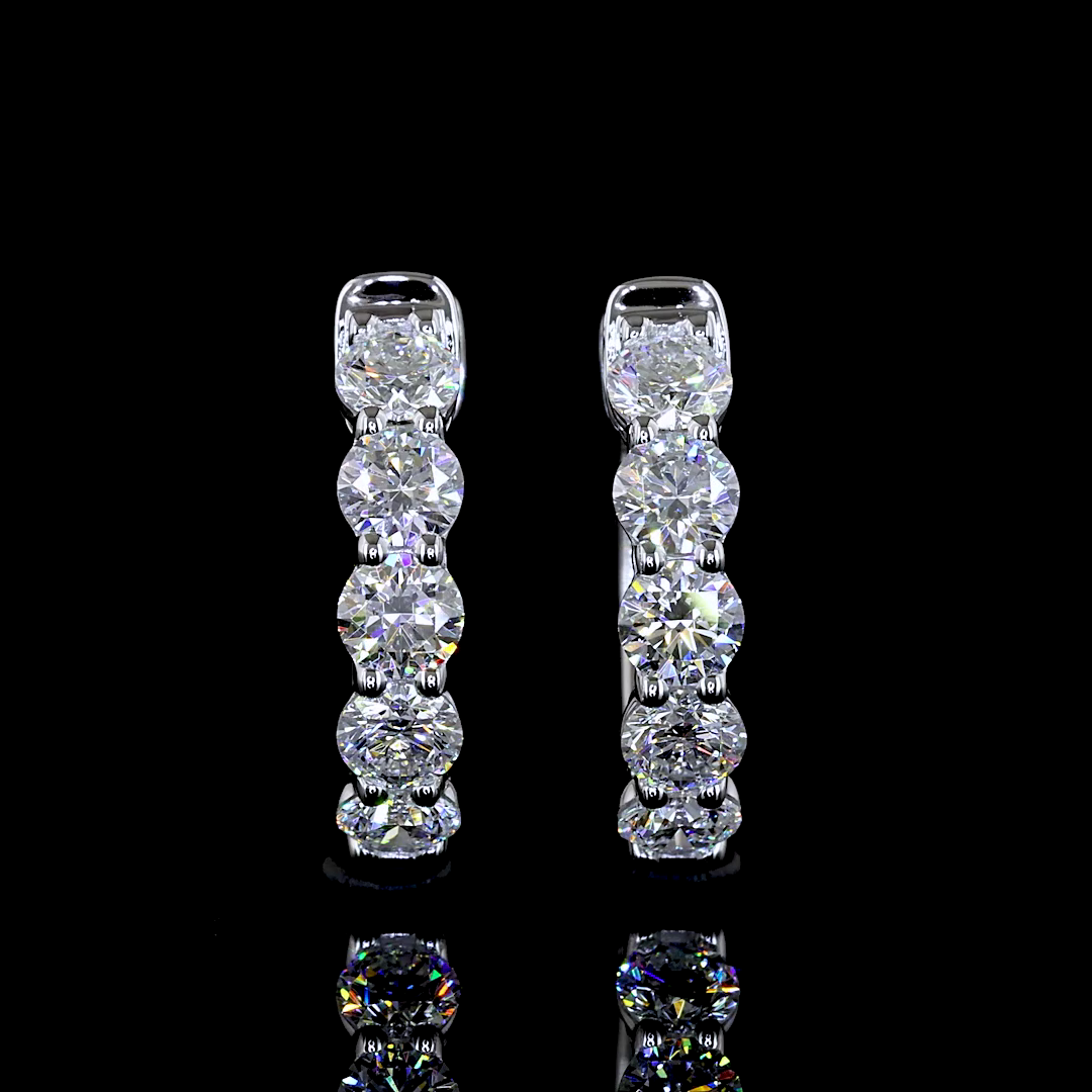 1.02 CTTW Round Lab Diamond Huggies Earring (E Color and VS1 Clarity)