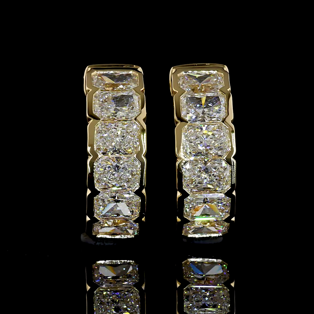 2.07 CTTW Radiant Lab Grown Diamond Huggies Earring 14.9mm (E Color and VS1 Clarity)