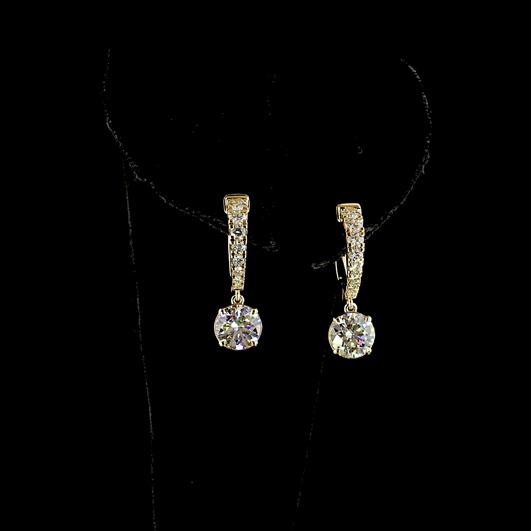 2.51 CTTW Round Lab Grown Diamond Hanging Earring Size 22.4 (D Color and VS1 Clarity)
