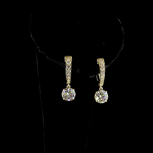 2.51 CTTW Round Lab Grown Diamond Hanging Earring Size 22.4 (D Color and VS1 Clarity)