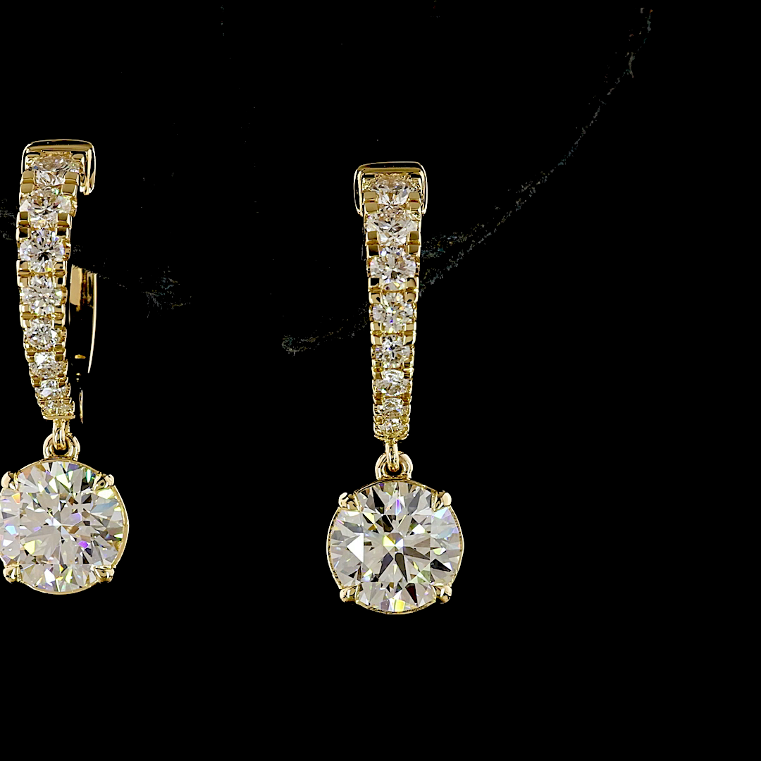 2.51 CTTW Round Lab Grown Diamond Hanging Earring Size 22.4 (D Color and VS1 Clarity)