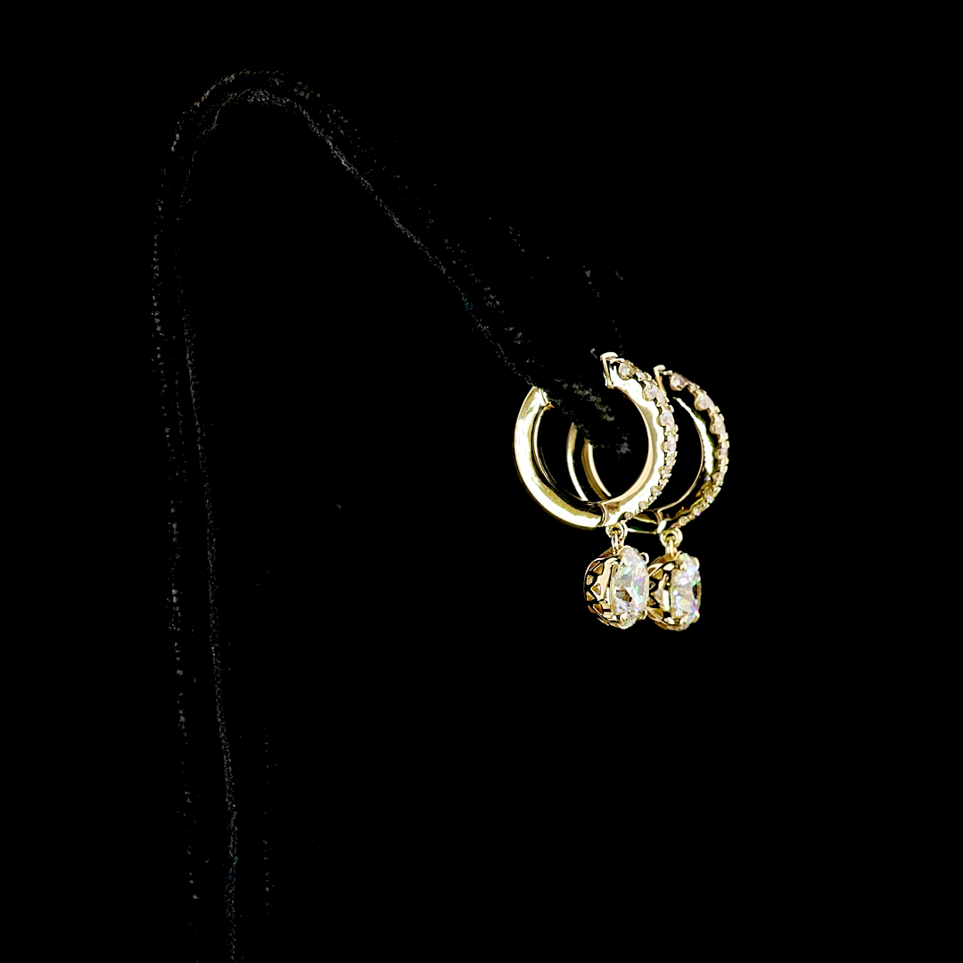 2.51 CTTW Round Lab Grown Diamond Hanging Earring Size 22.4 (D Color and VS1 Clarity)