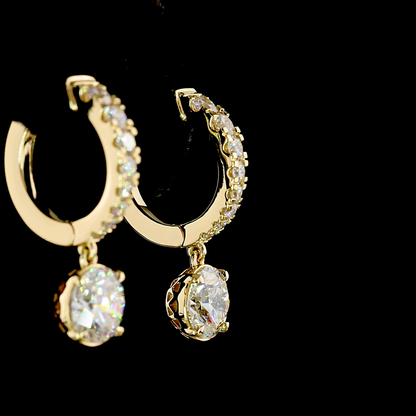 2.51 CTTW Round Lab Grown Diamond Hanging Earring Size 22.4 (D Color and VS1 Clarity)