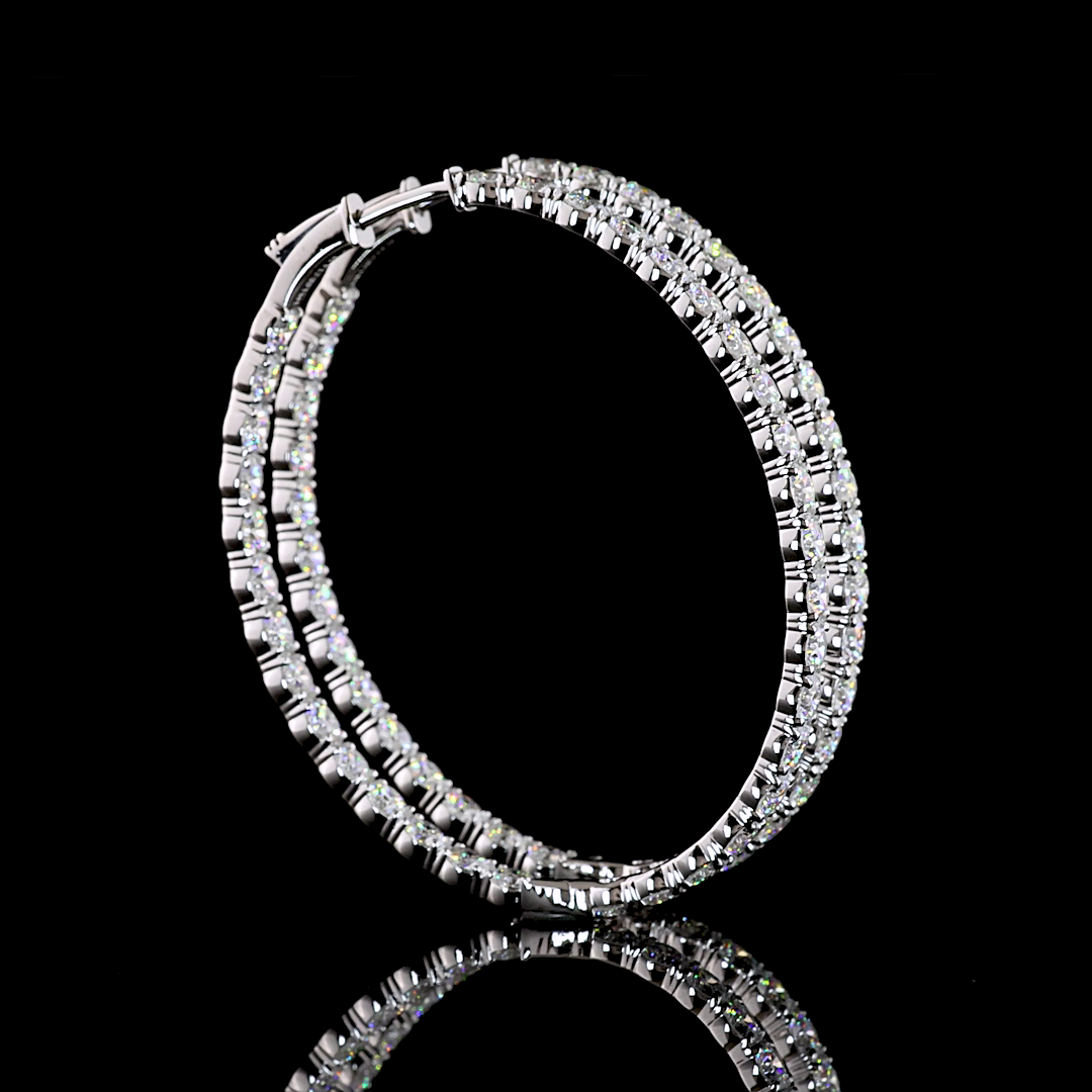 6.92 CTTW Round Lab Diamond Hoops Earring (E Color and VS1 Clarity)