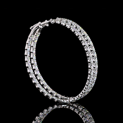 6.92 CTTW Round Lab Diamond Hoops Earring (E Color and VS1 Clarity)