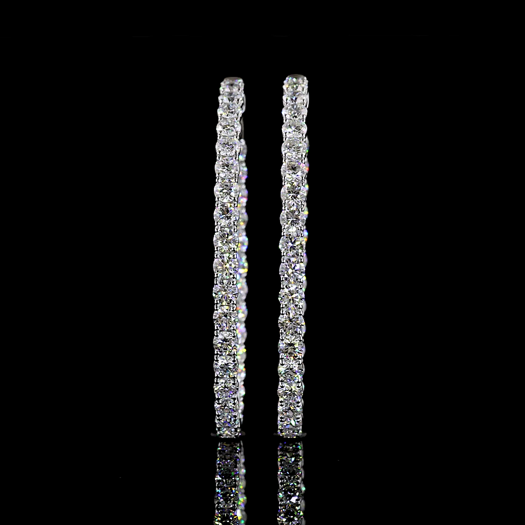 6.92 CTTW Round Lab Diamond Hoops Earring (E Color and VS1 Clarity)