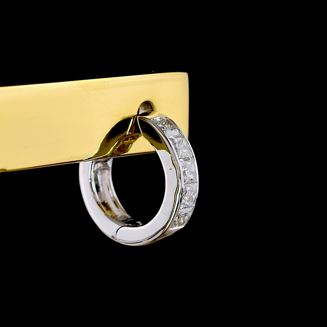0.52 CTTW Princess Lab Diamond Huggies Earring (E Color and VS1 Clarity)