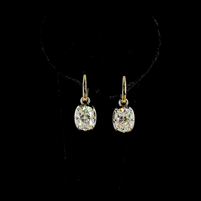 4.16 CTTW Cushion Brilliant Lab Grown Diamond Hanging Earring Size 22 (F Color and VVS2 Clarity)