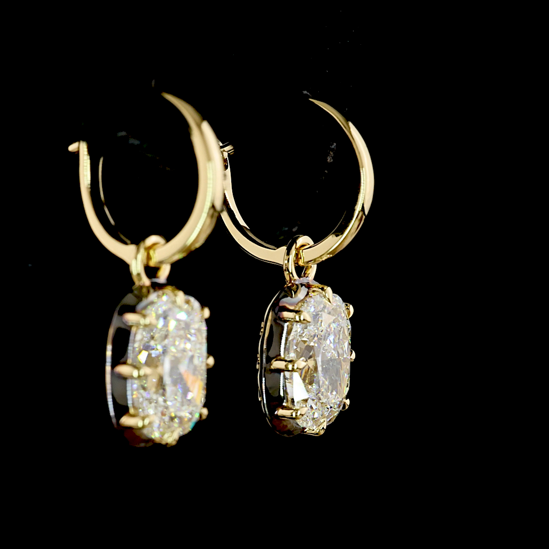 4.16 CTTW Cushion Brilliant Lab Grown Diamond Hanging Earring Size 22 (F Color and VVS2 Clarity)